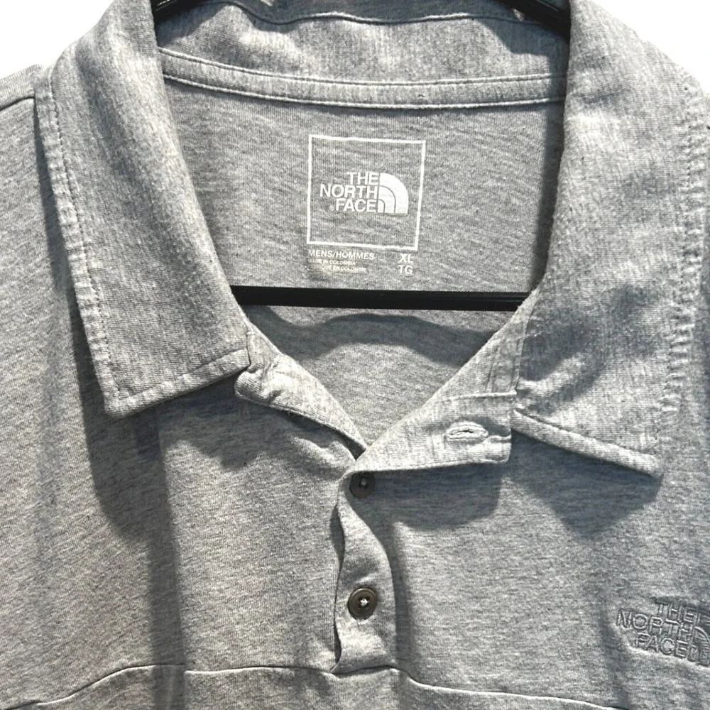 The North Face Polo Shirt XL Mens Grey Short Sleeve Cotton Lyocell Logo Top